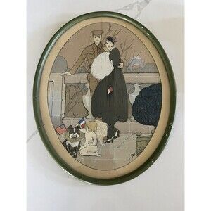 Suzanne Sesboue French Artist Illustrator Patriotic Military Art Framed